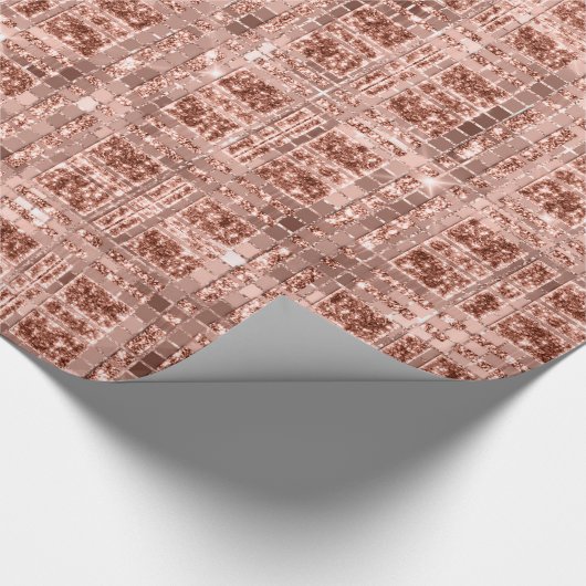Geometry Spark Rose Gold Grily Copper Glitt Bridal Geschenkpapier (Ecke)