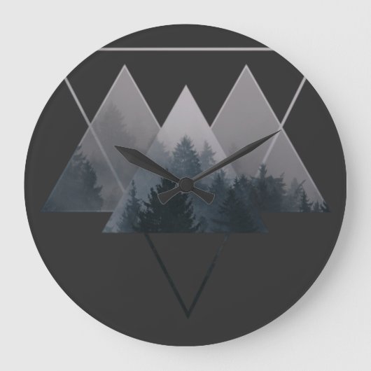 Geometry Triangles Misty Fores Große Wanduhr (Vorderseite)