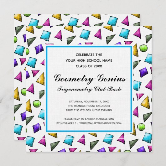 Geometry Trigonometry Genius Graduation Party Fun Einladung (Vorne/Hinten)