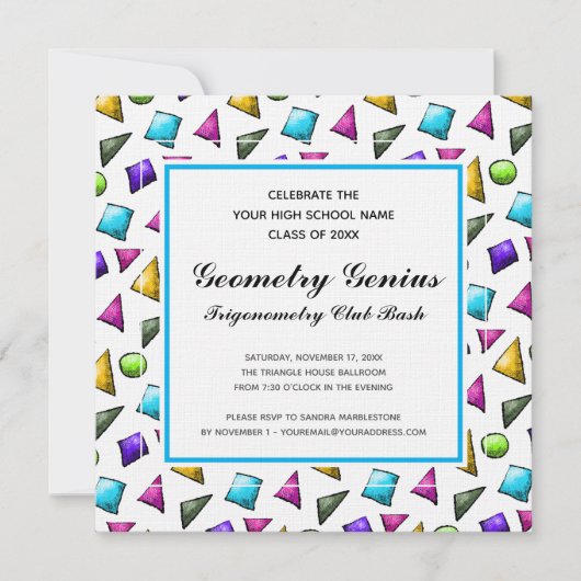 Geometry Trigonometry Genius Graduation Party Fun Einladung (Vorderseite)