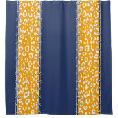 Geopard, marineblau, weiß, Senfgelb, genäht Duschvorhang (Vorderseite)