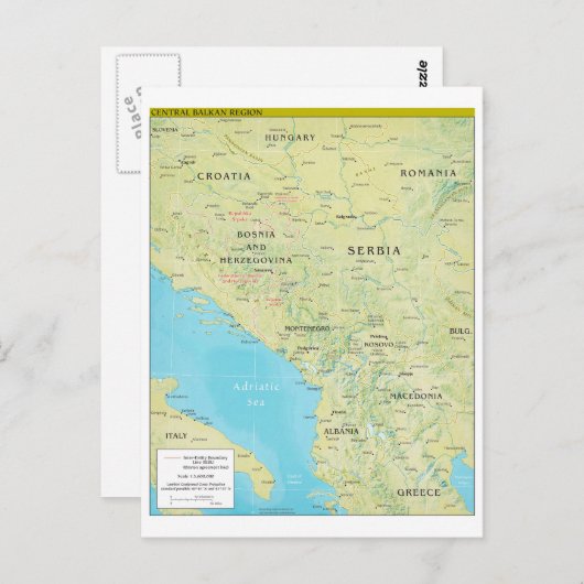 Geopolitische Karte für den Zentralbalkan (Vorne/Hinten)