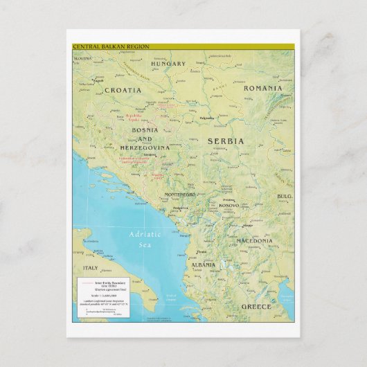 Geopolitische Karte für den Zentralbalkan (Vorderseite)