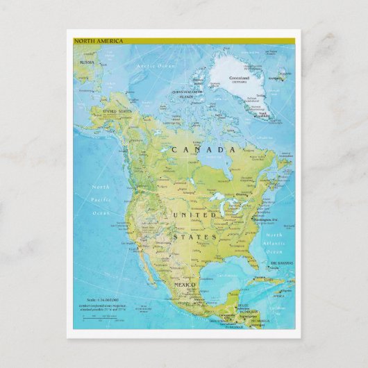 Geopolitische Karte Nordamerikas (Vorderseite)