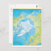 Geopolitische Regionalkarte der Arktis Postkarte (Vorne/Hinten)