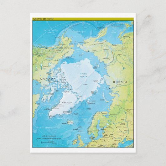 Geopolitische Regionalkarte der Arktis Postkarte (Vorderseite)