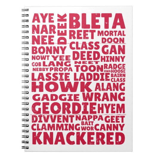 Geordie slang Northern English Notizblock (Vorderseite)