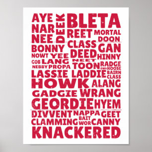 Geordie slang Northern English Poster