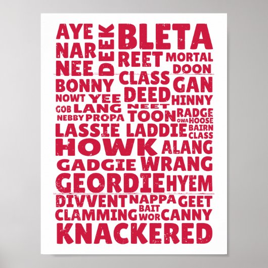 Geordie slang Northern English Poster (Vorne)