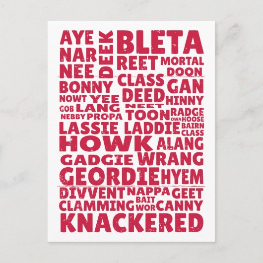 Geordie slang Northern English Postkarte (Vorderseite)