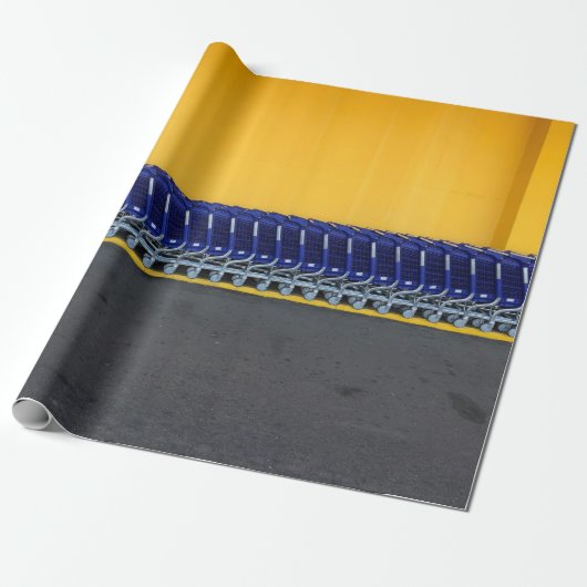 Geordnete blaue Lebensmittelkarren Geschenkpapier (Ungerollt)