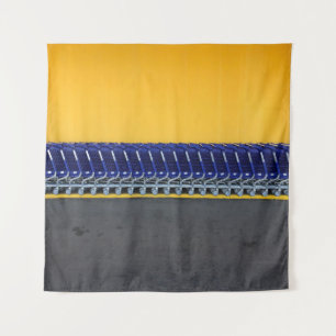 Geordnete blaue Lebensmittelkarren Wandteppich