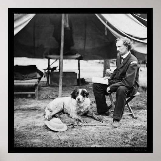 George A. Custer & Dog auf der Halbinsel, VA 1862 Poster (Vorne)