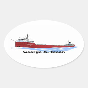 George A. Sloan direkt auf dem Dach des Frachters Ovaler Aufkleber