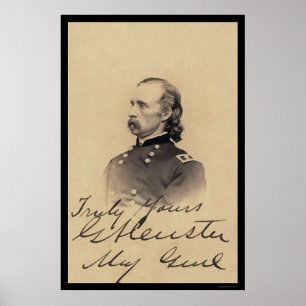George Armstrong Custer Signed Card 1866 Poster