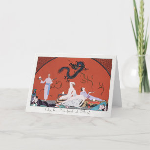 George Barbier, Art Deco Dankeschön Card Dankeskarte