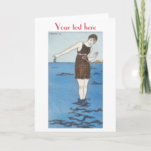 George Barbier Art Deco fashion Dankeskarte (Vorderseite)