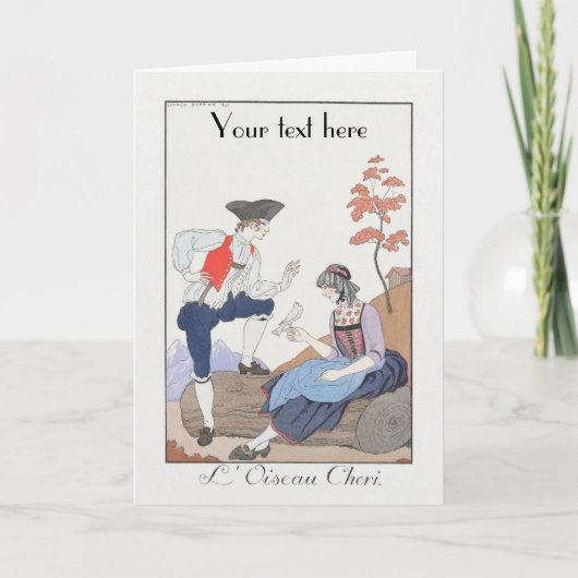 George Barbier Art Deco Fasho Danke der Karte (Vorderseite)