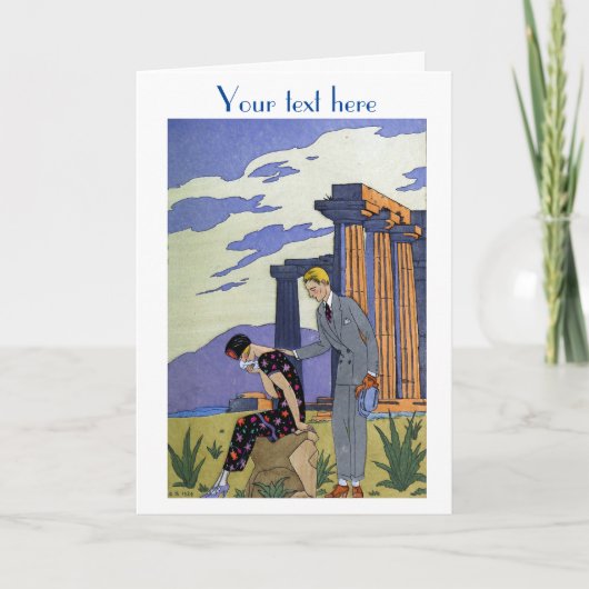 George Barbier Art Deco Fasho Danke der Karte (Vorderseite)