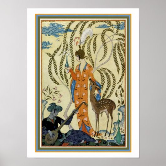 George Barbier Art Deco "Girl with Deer" Print Poster (Vorne)