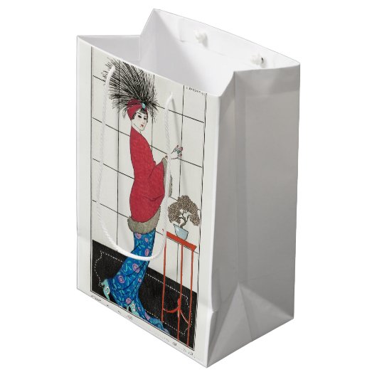 George Barbier, Art Deco Medium Geschenktasche Mittlere Geschenktüte (Vorderseite Schrägansicht)