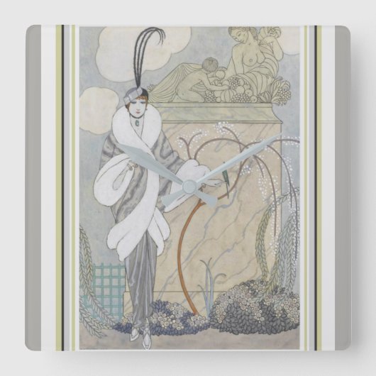 George Barbier Art Deco Wall Uhr (Vorderseite)