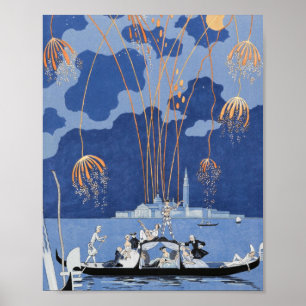 George Barbier Feuerwerke in Venedig 1924 Poster