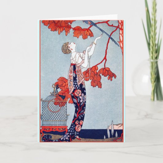 George Barbier "L'Oiseau Volage" 1914 Karte (Vorderseite)