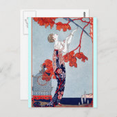 George Barbier "L'Oiseau Volage" 1914 Postkarte (Vorne/Hinten)