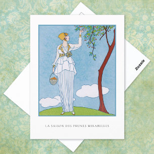 George Barbier Picking Fruit French Fashion Postkarte