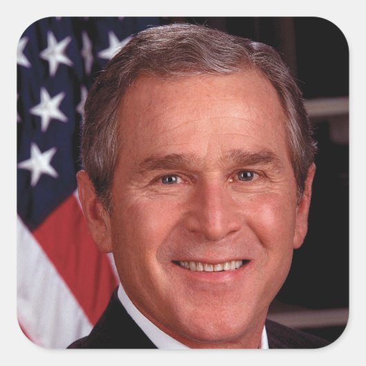 George Bush 43. US-Präsident Foto Quadratischer Aufkleber (Vorderseite)