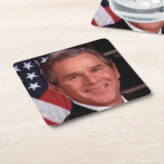 George Bush 43. US-Präsident Foto Rechteckiger Pappuntersetzer (angewinkelt)