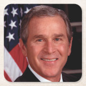 George Bush 43. US-Präsident Foto Rechteckiger Pappuntersetzer (Vorderseite)