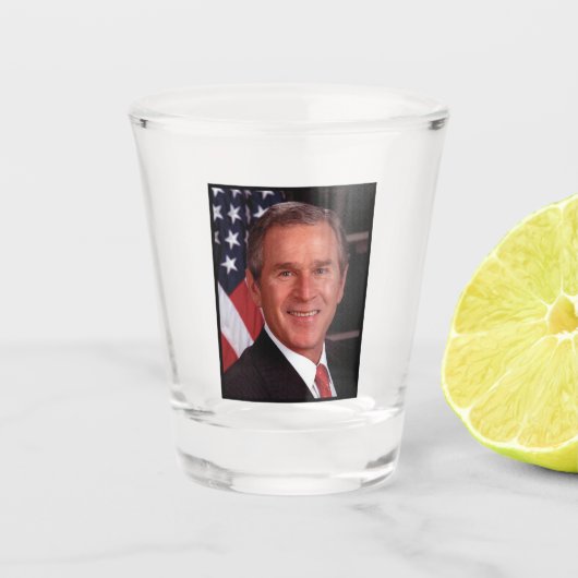 George Bush 43. US-Präsident Foto Schnapsglas (Vorderseite)