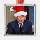 George Bush/Christmas Silbernes Ornament (Vorne)