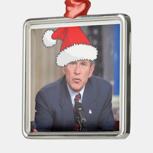 George Bush/Christmas Silbernes Ornament (Links)