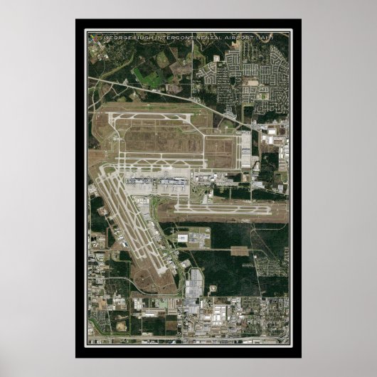 George Bush Intl Airport Houston Satellite Karte Poster (Vorne)
