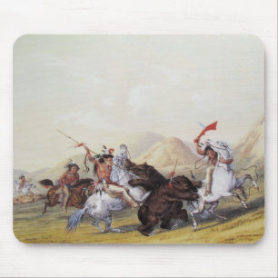 George Catlin - Angreifen des Grizzlybären Mousepad