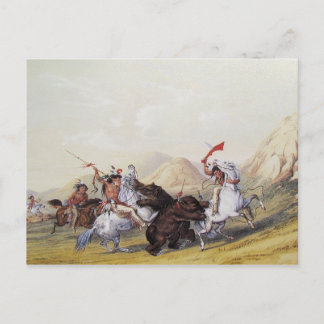 George Catlin - Angriff auf den Grizzly-Bär Postkarte