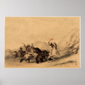 George Catlin angriff den Grizzly Bären 1844 Poster (Vorne)
