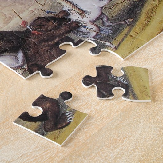 George Catlin attackierte den Grizzly Bär 1844 Puzzle (Seite)