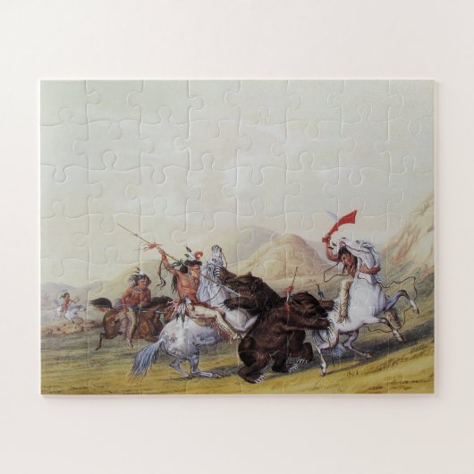 George Catlin attackierte den Grizzly Bär 1844 Puzzle (Horizontal)