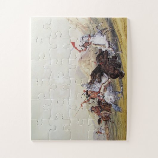 George Catlin attackierte den Grizzly Bär 1844 Puzzle (Vertikal)