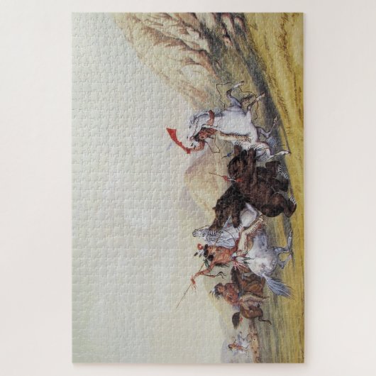 George Catlin attackierte den Grizzly Bär 1844 Puzzle (Vertikal)