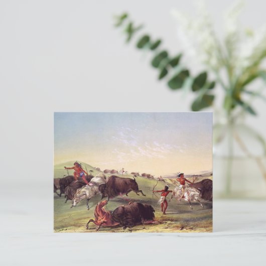 George Catlin - Büffel-Jagd Postkarte (Stehend Vorderseite)