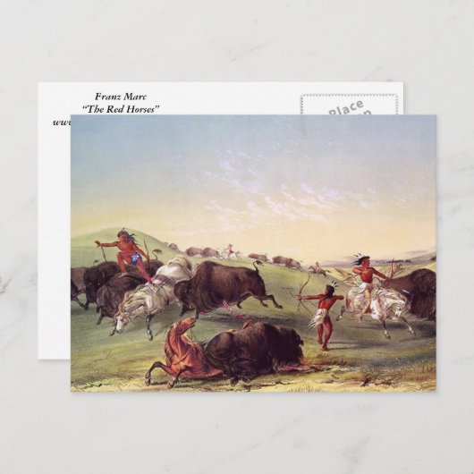 George Catlin - Büffel-Jagd Postkarte (Vorne/Hinten)