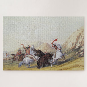 George Catlin Greift den Grizzlybären an 1844 Puzzle