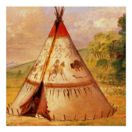 George Catlin, Indian Wigwam, American Frontier Poster