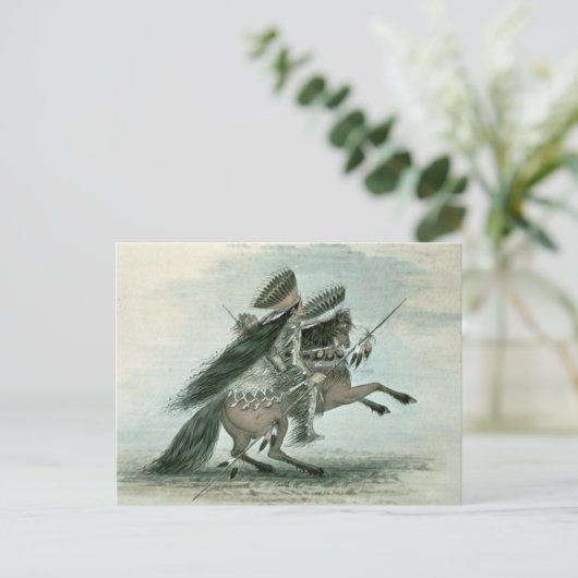 George Catlin - Warrior Postkarte (Stehend Vorderseite)