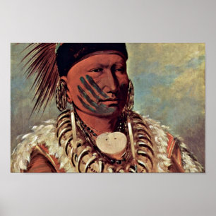 George Catlin - weißer Wolken-Kopf des Iowas Poster